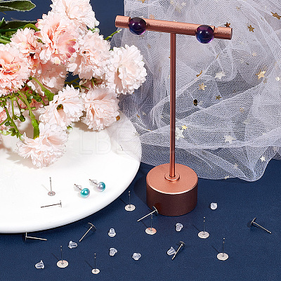 800Pcs 2 Styles 304 Stainless Steel Flat Round Blank Peg Stud Earring Findings FIND-BBC0003-52-1
