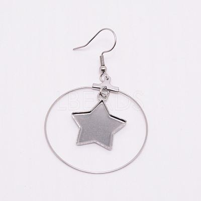 Stainless Steel Dangle Earrings LS-STAS-WH0015-37P-1