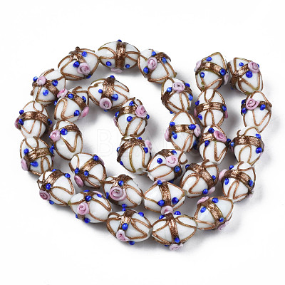 Handmade Gold Sand Lampwork Beads Strands LAMP-N021-40A-1