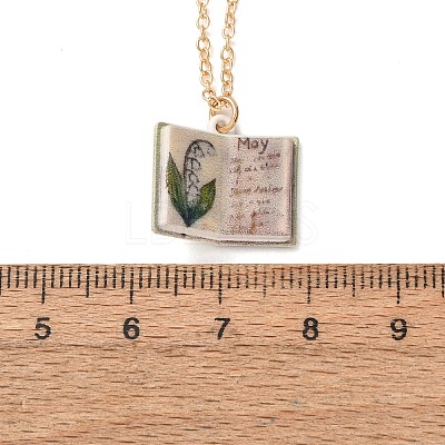 Brass Enamel Book Pendant Necklaces for Women KK-CBAF5B9-01G-05-1