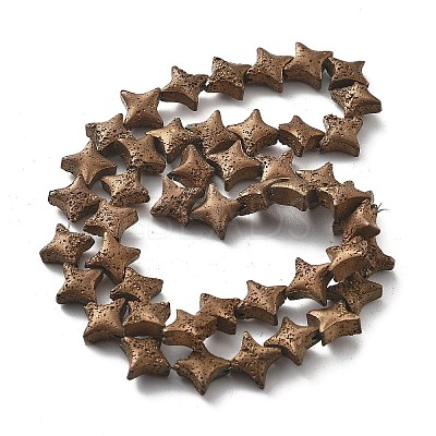 Electroplated Natural Lava Rock Beads Strands G-A251-C01-01C-1