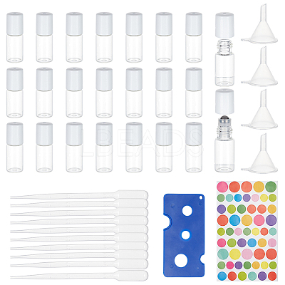 24Pcs Transparent Glass Roller Ball Bottles MRMJ-BC0003-35-1
