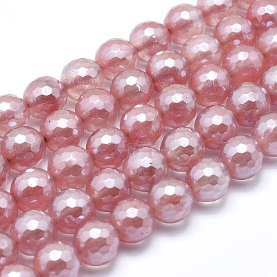 Electroplated Cherry Quartz Glass Beads Strands X-G-O164-04-6mm-1