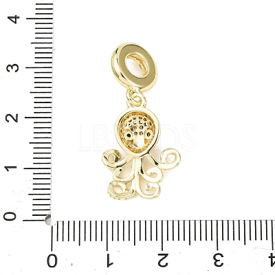 Brass Micro Pave Clear Cubic Zirconia Sea Animal European Dangle Charms LS-KK-B159-04G-01-1