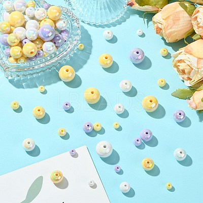 250G UV Plating Rainbow Iridescent Opaque Acrylic Beads PACR-CJ0001-39-1