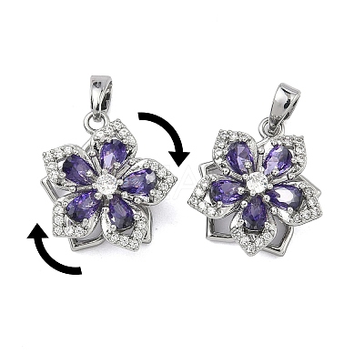 Brass Micro Pave Cubic Zirconia Rotatable Pendants KK-A287-11A-P-1