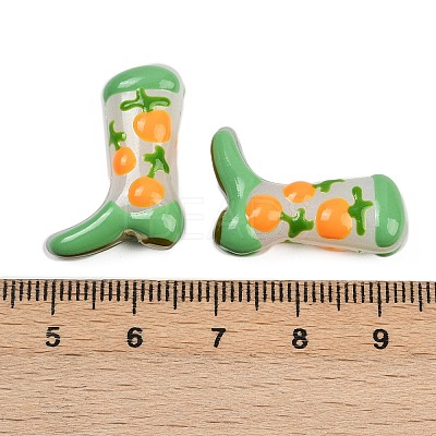 Boot Baking Paint Glass Enamel  Beads LAMP-C020-02H-1
