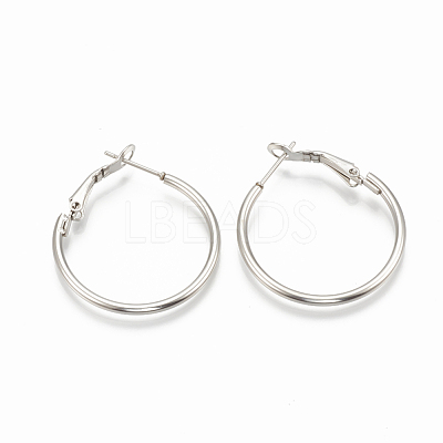 Tarnish Resistant 304 Stainless Steel Hoop Earrings STAS-S078-07-30mm-1