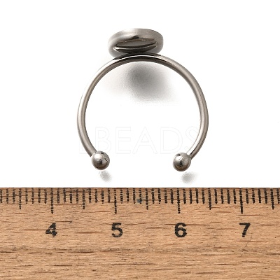 304 Stainless Steel Open Cuff Ring Components STAS-M057-01I-P-1