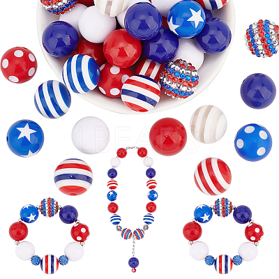 1 Set Mixed Style Acrylic Round Beads Sets SACR-PH0001-52F-1