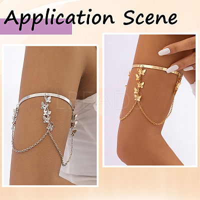 2Pcs 2 Colors Iron and Brass Upper Arm Bangles BJEW-CY0001-11A-1
