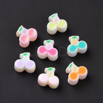 UV Plating Rainbow Iridescent Acrylic European Beads SACR-E009-42-1
