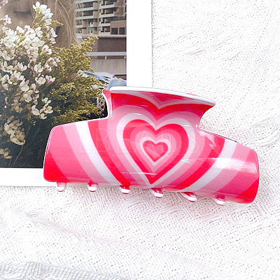 Gradient Color Heart Pattern Acrylic Shark Hair Clips RABO-PW0001-055A-1