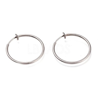 Tarnish Resistant 304 Stainless Steel Retractable Clip-on Hoop Earrings STAS-O135-01G-1