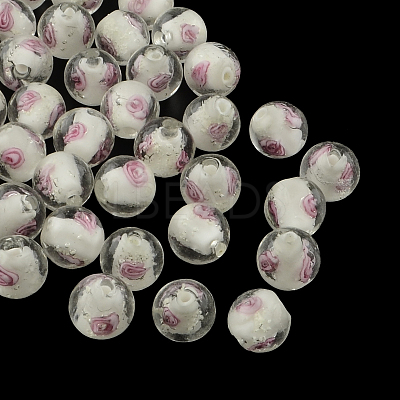 Handmade Luminous Inner Flower Lampwork Beads X-LAMP-R129-8mm-01-1