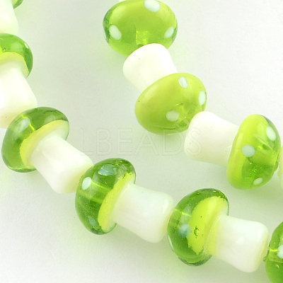 Mushroom Handmade Lampwork Beads Strands X-LAMP-R116-09-1
