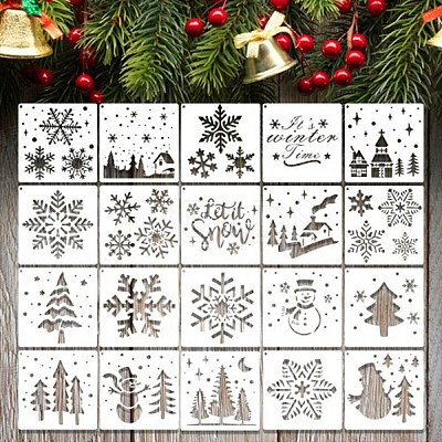20Pcs Christmas PET Painting Stencils DIY-D001-10-1