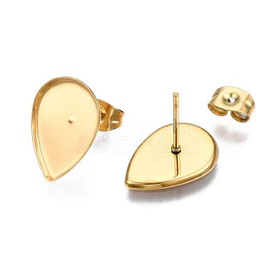Earring Cabochon Settings 304 Stainless Steel Ear Studs Blank Settings STAS-Q170-13G-1