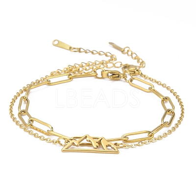 304 Stainless Steel Paperclip Chains & Cable Chain Bracelet Sets AJEW-U005-05E-G-1