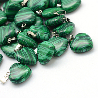 Heart Dyed Synthetic Malachite Pendants G-Q371-02-1