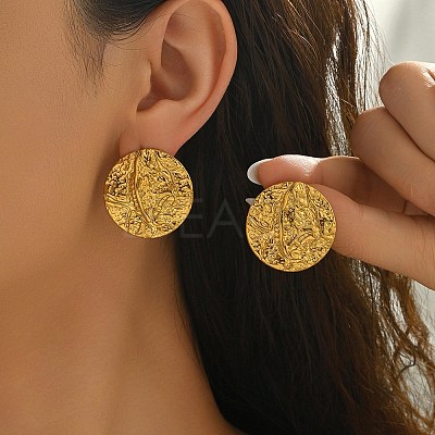 Textured 304 Stainless Steel Stud Earrings for Women SA-CBA0F84-02G-1