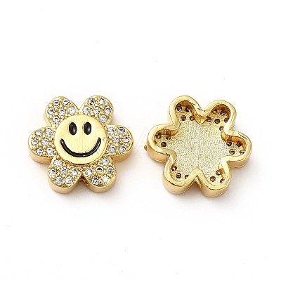 Rack Plating Brass Cubic Zirconia Beads KK-M232-01G-1