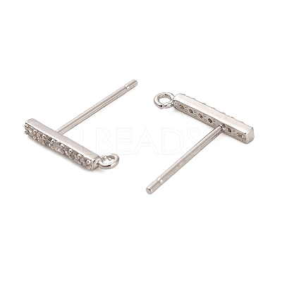 Rhodium Plated 925 Sterling Silver Ear Stud Findings STER-F058-01P-04-1