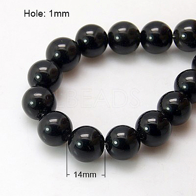 Synthetic Black Stone Beads Strands G-G088-14mm-1