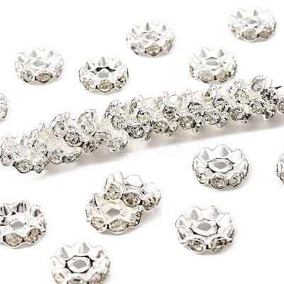 Brass Rhinestone Spacer Beads RB-A014-L12mm-01S-1