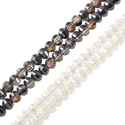 2 Strands 2 Styles Electroplate Transparent Glass Beads Strands EGLA-TA0013-68-1