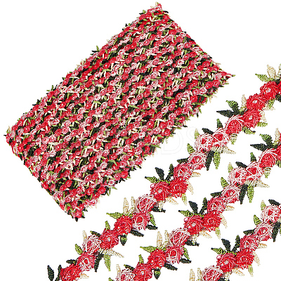 15 Yards Flower Polyester Embroidery Lace Ribbon OCOR-WH0070-77F-1