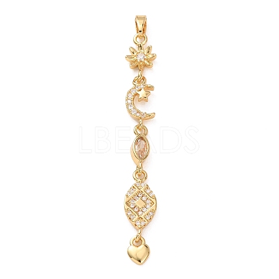 Tassel Brass Micro Pave Clear Cubic Zirconia Big Pendants KK-L271-01G-01-1