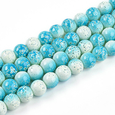 Transparent Baking Paint Glass Beads Strands X-DGLA-N009-8mm-05-1
