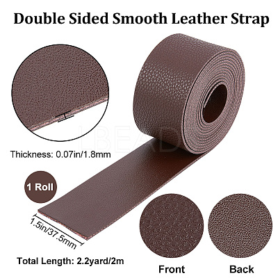 2M Flat Single Face Lychee Pattern Imitation Leather Band LC-WH0010-02B-02-1