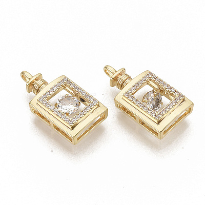 Brass Micro Pave Clear Cubic Zirconia Pendants ZIRC-T011-17G-NF-1