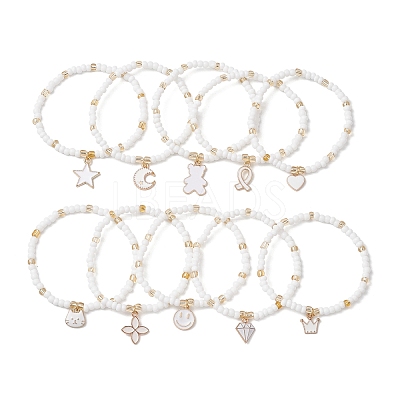 10Pcs 10 Styles Glass Seed Beads Stretch Bracelet Sets BJEW-MZ00095-1