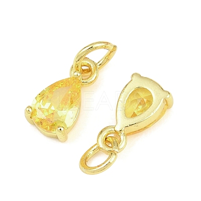 Brass Pave Cubic Zirconia Charms KK-K340-51G-05-1