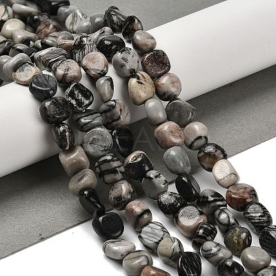Natural Black Netstone Beads Strands G-P497-01E-73-1