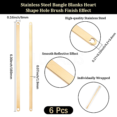 6Pcs Stainless Steel Blank Cuff Bangles MAK-BBC0001-32G-1