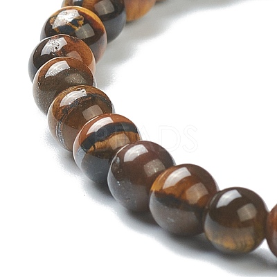 Natural Tiger Eye Beaded Stretch Bracelets BJEW-D446-B-32-1