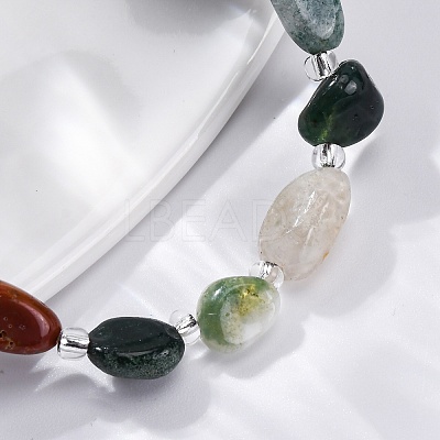 Natural Indian Agate Beaded Bracelets for Women G-P563-07P-20-1