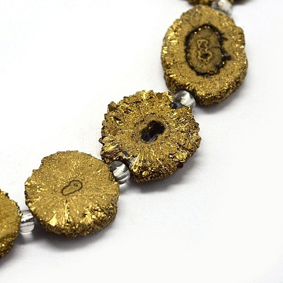 Natural Druzy Quartz Crystal Beads Strands G-F582-A03-1