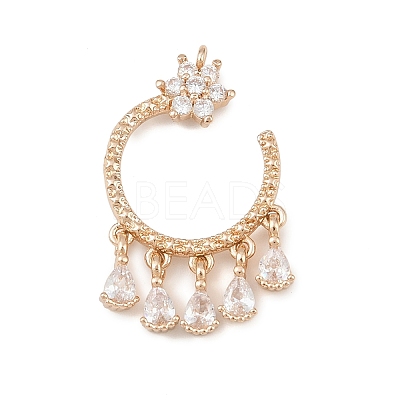 Brass Micro Pave Cubic Zirconia Pendants KK-F918-01KCG-1