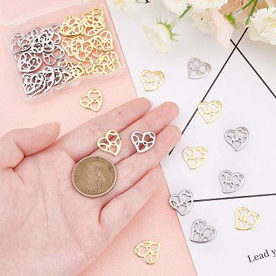 40Pcs 2 Colors 304 Stainless Steel Cabochons STAS-DC0001-20-1