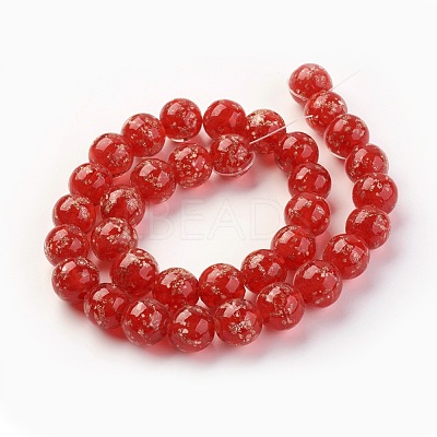 Handmade Gold Sand Lampwork Beads Strands LAMP-P051-L02-10mm-1