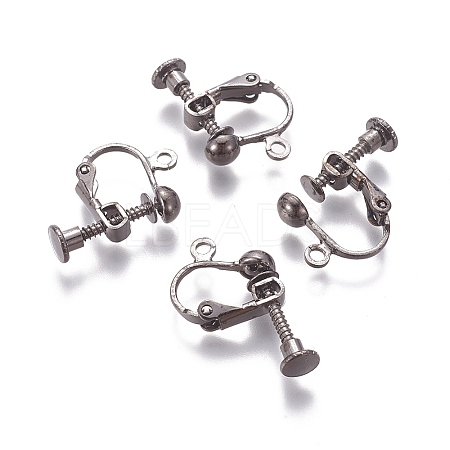 Rack Plated Brass Screw Clip-on Earring Findings X-KK-P169-04B-1