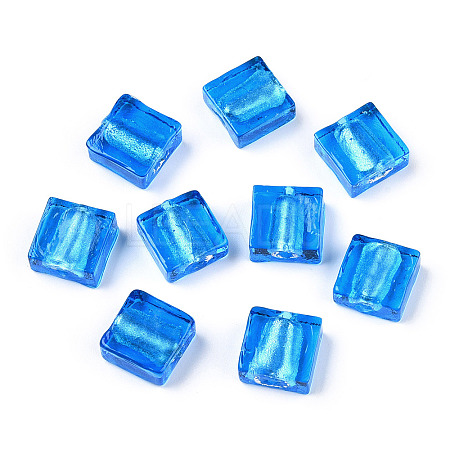 Handmade Silver Foil Lampwork Beads FOIL-S006-12x12mm-08-1