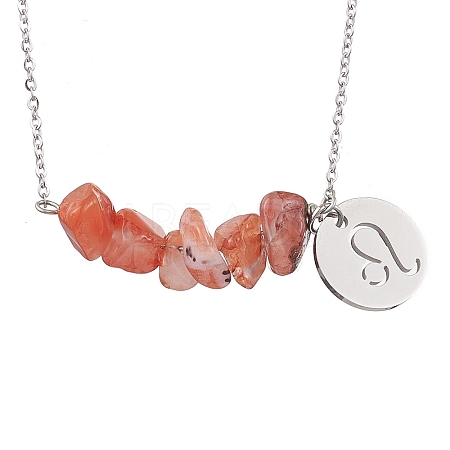 Natural South Red Agate Chip & Constellation Pendant Necklaces NJEW-JN05084-05-1