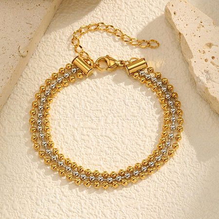 304 Stainless Steel Ball Chain Multi-strand Bracelets BJEW-C128-01A-1
