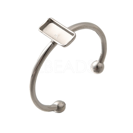 304 Stainless Steel Open Cuff Ring Components STAS-M057-01A-P-1